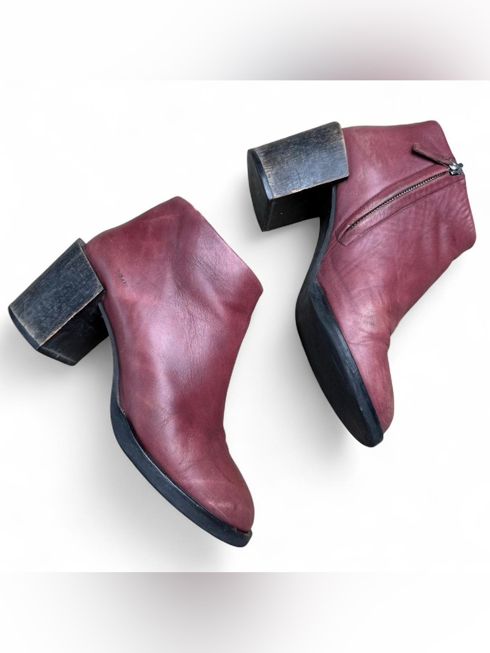 COS Limited Collection Burgundy Leather Block Heel Boots EU 40 - Picture 2 of 8